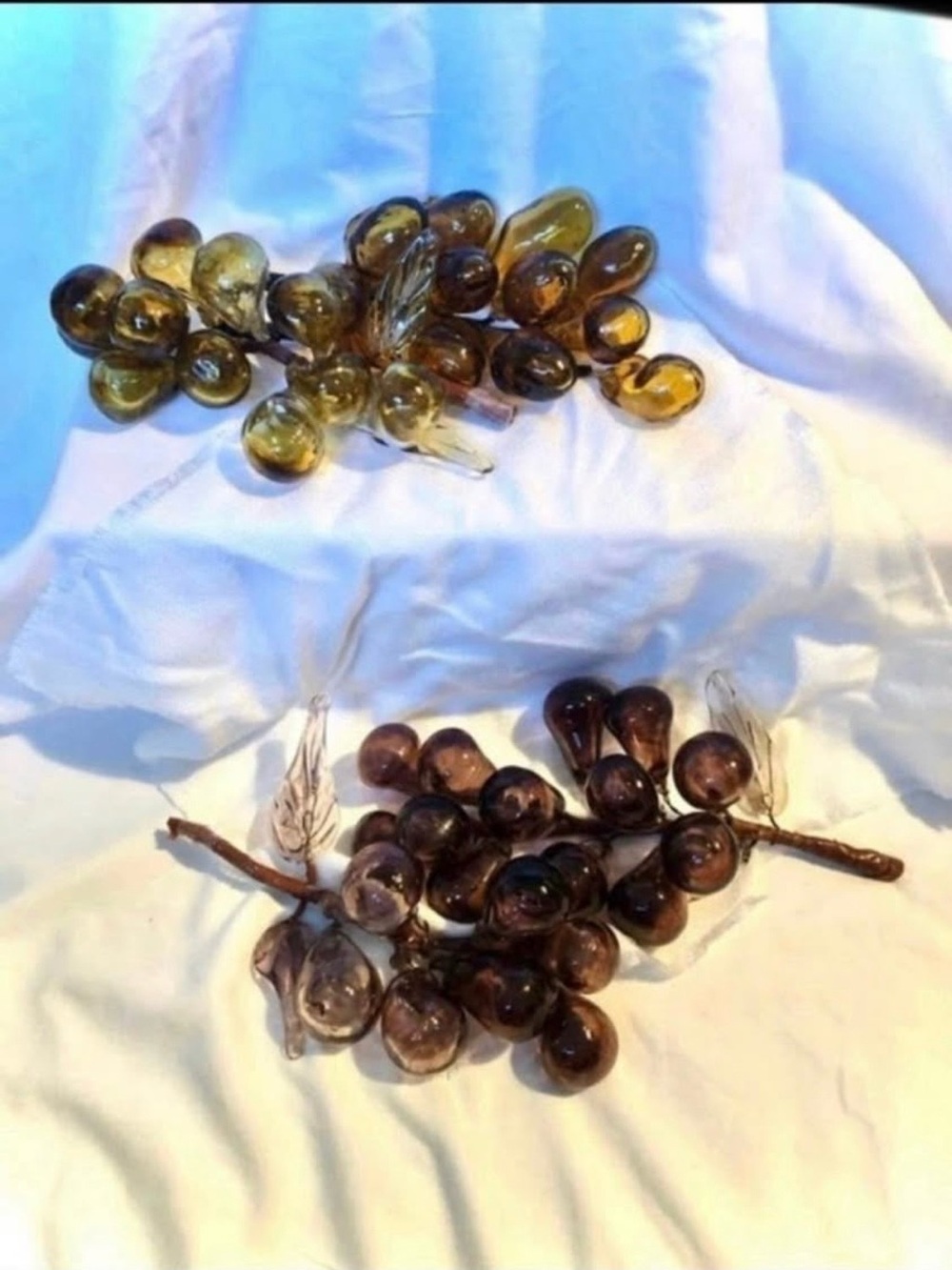 Vintage Hand Blown Glass Grape Bunches Decor